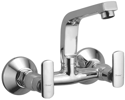 Oleanna Speed Brass Sink Mixer with Swivel Spout Wall Mounted (Disc Fitting | Quarter Turn | Form Flow) Chrome