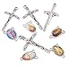 Pandahall 10sets Antique Silver Rosary Cross and Center Sets Alloy Crucifix Cross Pendants and Oval Centerpiece Catholic Picture Links for Rosary Bead Necklace Makings