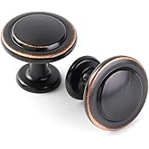 KOOFIZO Round Cabinet Knobs Oil Rubbed Bronze Cabinet Pulls, Dia. 1-1/4 Inch, 10 Pack Bronze Drawer Knobs for Kitchen Cabinet