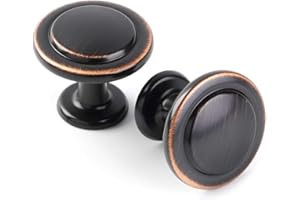 KOOFIZO Round Cabinet Knobs Oil Rubbed Bronze Cabinet Pulls, Dia. 1-1/4 Inch, 10 Pack Bronze Drawer Knobs for Kitchen Cabinets 1960 Drawers Dresser Cupboard Bedroom Bathroom