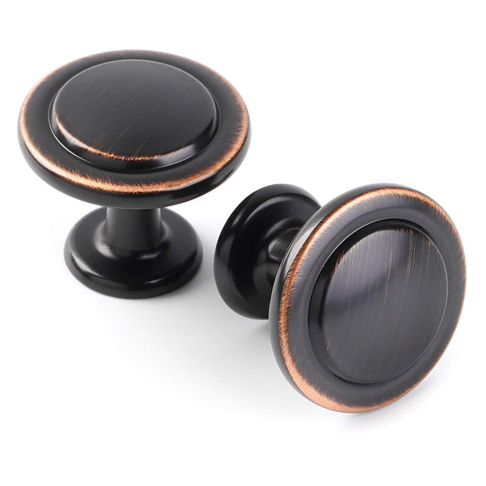 KOOFIZO Round Cabinet Knobs Oil Rubbed Bronze Cabinet Pulls, Dia. 1-1/4 Inch, 10 Pack Bronze Drawer Knobs for Kitchen Cabinets 1960 Drawers Dresser Cupboard Bedroom Bathroom — image 1