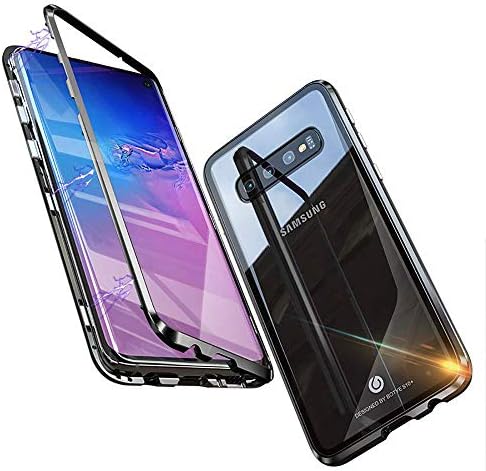 Giosio for Galaxy S10 Plus Metal Case, Ultra Slim Strong Magnetic Adsorption Metal Bumper with Built-in Tempered Glass Back Cover Aluminum Alloy Support Wireless Charging Protective Shockproof Case