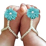 FEITONG Cute Pearl Chiffon Barefoot Toddler Foot Flower Beach Sandals
