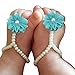 FEITONG 2016 Cute Pearl Chiffon Barefoot Toddler Foot Flower Beach Sandals