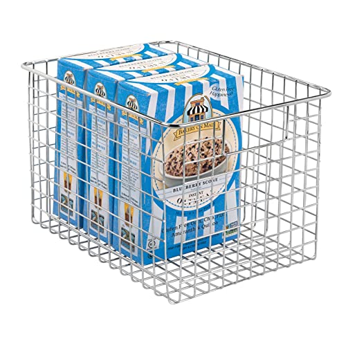 mDesign Large Heavy Duty Metal Wire Storage Organizer Bin Basket, Built