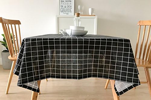 Nordic tablecloth Cloth Cotton Table Linen Table Cloth Gray Brief Literature and Art Tea Table The desk.-Black-140x240cm(55x94inch)