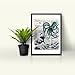 Zmaomaoy akeke Blue Octopus Upcycled Vintage Dictionary Art Print 8x10 Unframed
