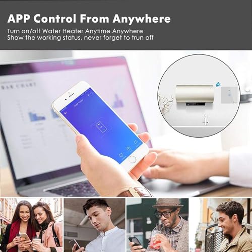Redare Smart Water Heater Switch,40A 8000W WiFi Smart Boiler Switch,Heavy Duty WiFi Pump Controller for Pool Pump, Water Heater, Air Conditioner, Compatible with Alexa Google Home (Tuya 40A, White)