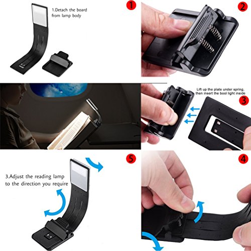 Book Light - Picowe LED Reading Light, USB Rechargeable and 4-Level Adjustable Brightness Flexible Reading Lamp, Clip On for Kindle, Book, eBook Reader, Ipad and More (Black)