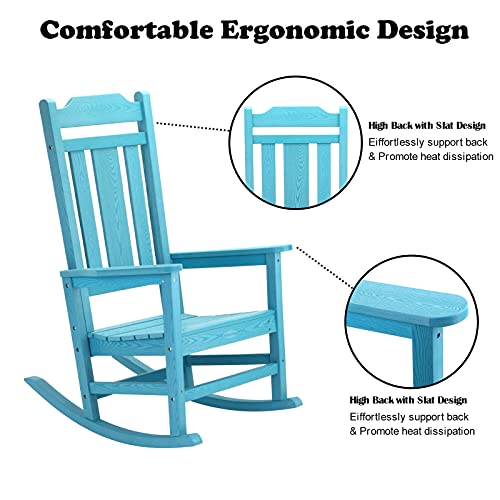 hOmeHua Patio Rocking Chair, All Weather Resistant Outdoor Indoor Fade