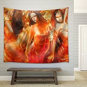 Female Figures Handmade Oil Painting on Canvas - Fabric Wall Tapestry Home Decor - 51x60 inches