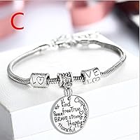 UNKE Engraved Infinity Bracelet Alloy Expandable Bangle for Family Christmas Gifts ,C