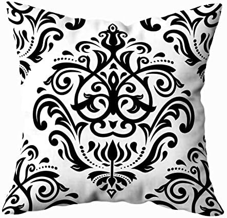 Shorping Body Pillow Case with Zipper, Zippered Pillowcases 20X20Inch Throw Pillow Covers Oriental Light Pattern with Black Damask Arabesque and Floral Elements Abstract for Home Sofa Bedding
