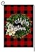 BLKWHT Red Black Buffalo Boxwood Wreath Small Garden Flag Vertical Double Sided Farmhouse Merry Christmas Burlap Yard Outdoor Decor 12.5 x 18 Inches