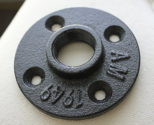 3/4'' Malleable Black Iron Floor Flange Threaded Bearing Pipe Fittings for Industrial Furniture/DIY Decor (3/4 inch) 10 Pack - by NODNAL Co.
