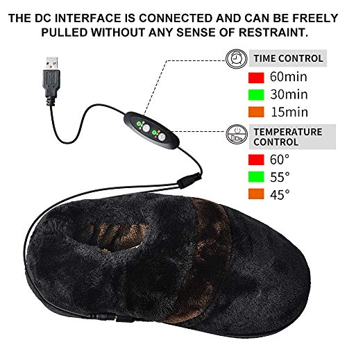 Heated Cold Weather Winter Warm Shoes,BIAL Heating Pad Indoor House Slipper Shoes,Time and Temperature Control USB Electric Heated Up Comfortable Plush Memory Foam Slippers to Keep Feet Warm
