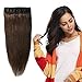 MY-LADY Clip in Hair Extensions Real Human Hair 1 Piece 20 Inch Remy Natural 5 Clips Hair Extensions 95g 3/4 Full Head Thick Soft Silky #4 Medium Brown