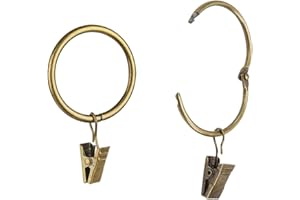 Yrhrol 40 Pcs Openable Curtain Clips with Rings Antique Brass 2Inch Strong Metal Decorative Curtain Clip, Rustproof Drapery C