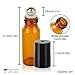 Fiery Youth Amber Glass Roller Bottles with Stainless Steel Roller Balls,Useful for Aromatherapy Perfumes and Lip Balms, 6 Bottle Set,5ml，Essential Oils Glass Roll on Bottle