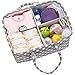Hinwo Baby Diaper Caddy 3-Compartment Infant Nursery Tote Storage Bin Portable Car Organizer Newborn Shower Gift Basket with Detachable Divider and 10 Invisible Pockets for Diapers & Wipes (Grey Star)