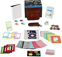 Instax Mini 9 or Mini 8/ 8+ Accessories, Fujifilm Camera 14 PC Bundle Set Includes BROWN Case with Adjustable Strap, Albums, Filters, Selfie lens, Magnet Frames, stickers, Hanging Frames with Gift Box