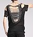 TOKYO-T Punk Tshirts for Women Steampunk Shirt Loose Ripped Cut Out Tank Top Black