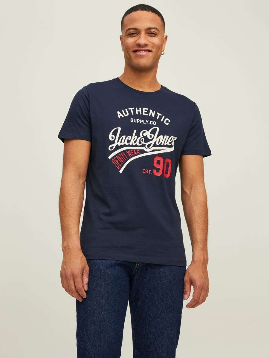 Jack & Jones Herren Jjethan Tee Crew Neck 3pk Mp Noos T Shirt, Schwarz, M EU 7