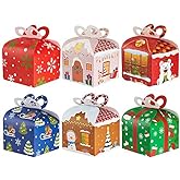 CCINEE Christmas Goody Gift Boxes,Xmas Treat Boxes Assorted Paper Candy Boxes for Kids' Party Supplies,Pack of 24