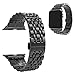 PUGO TOP Band Compatible for Apple Watch Series 10 9 8 7 Ultra 2/Ultra Series 6 5 4 3 SE iWatch iPhone Watch Link Band Loop Stainless Steel for Men Women (42/44mm/45mm/49mm, Matte Black + Glossy Black)