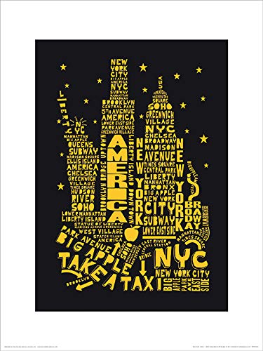 Pyramid International New York-Black Citography Art Print, Paper, Multi-Colour, 30 x 40 x 1.3 cm