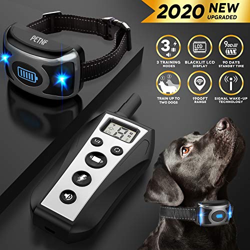 2020 Upgraded Shock Collar for Large,Medium,Small Dogs,Dog Training Collar with Remote,Electric Dog Shock Collar with Remote and 3 Correction Training Mode,Beep,Vibration,Shock,Rechargeable Waterproof