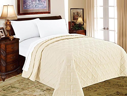 Decarl Bed Quilts Solid Color Lightweight Geometric Soft Comforter Bedding Summer Quilts, Twin, Ivory