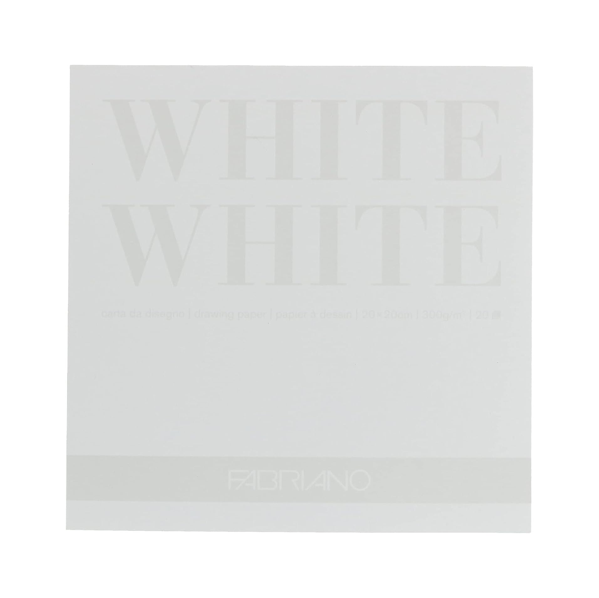 Honsell 19100417 - Fabriano White Block Brilliant White Paper with Matte Uncoated Surface 300gsm 20 x 20 cm 20 Sheets Ideal for Pastels Crayons and Markers