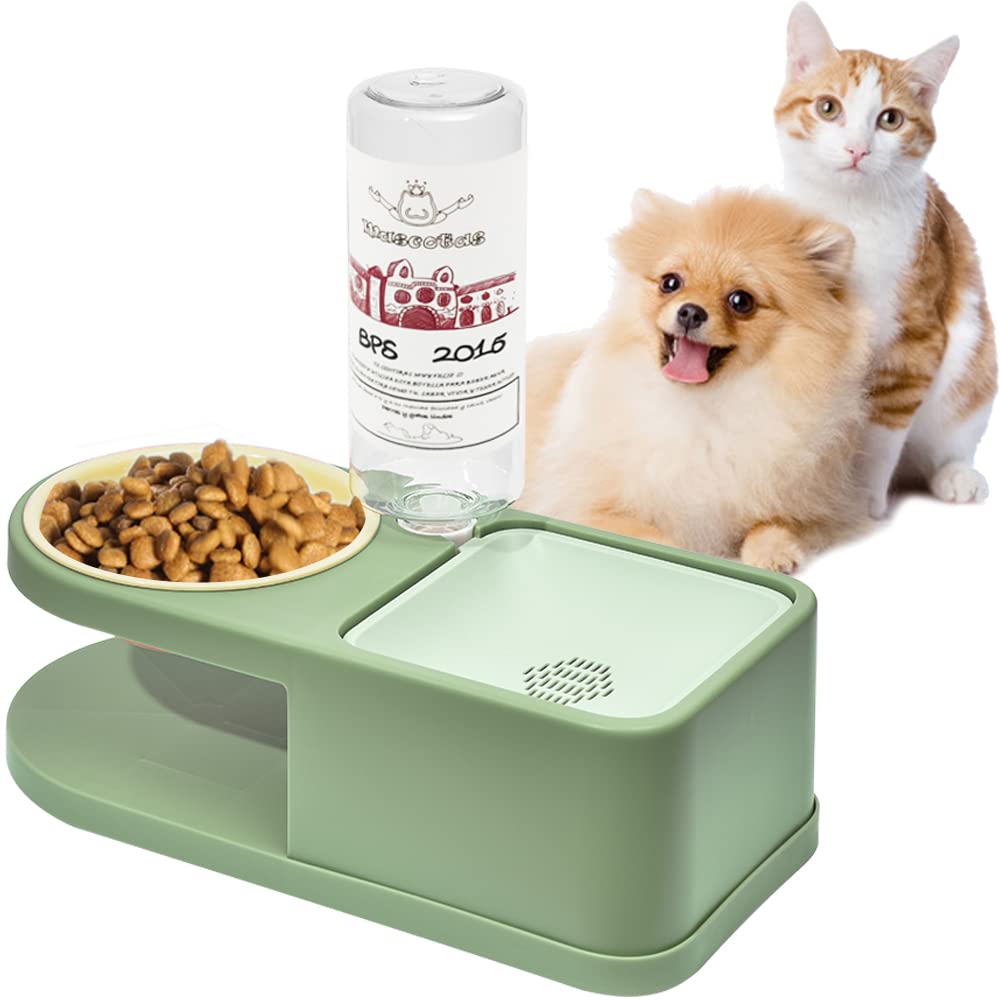 BPS 2 in 1 Automatic Feeder and Drinker for Cats and Dogs Pets Water Dispenser Automatic Feeder Animal Fountain (Green) BPS-5572VE