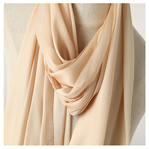 Bellonesc Silk Scarf 100% silk Long Lightweight Sunscreen Shawls for Women (cream colored) - Thumbnail 2