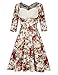 HiQueen Women Retro Elbow Sleeve Vintage Printed A Line Dresses Floral XL