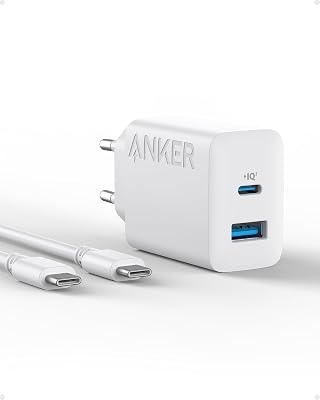 Carregador anker para iphone carregamento rápido usb c de 20 w, carregador para ipad, carregador rápido usb c duplo de 20 w, para iphone 15/iphone 15 plus/iphone 15 pro/iphone 15 pro max/ipad e muito mais (com cabo usb-c de 1,5 m)