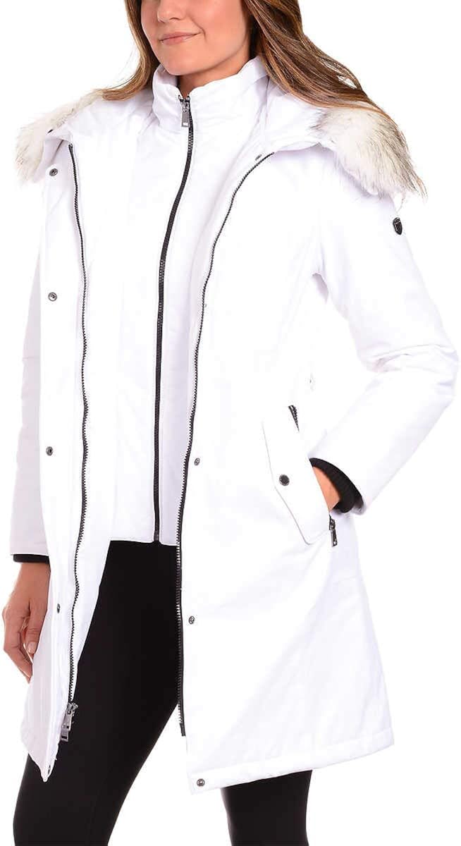 1 madison expedition women's faux fur hooded parka jacket