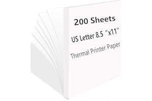 BAGVHANDBAGRO 200 Sheets, Thermal Printer Paper 8.5 x 11 Inches, Single US Letter Size, Suitable with Most Thermal Portable Printer, Such M08F/A40, Quick-Drying, Waterproof(Single, Keep 3 Years)