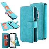Galaxy S8 Plus Case, LONTECT 14 Card Slots Wallet Case with Zipper Cash Storage - PU Leather Wallet With Magnetic Detachable TPU Shock Absorbing Back Cover Case for Samsung Galaxy S8 Plus - Mint Green
