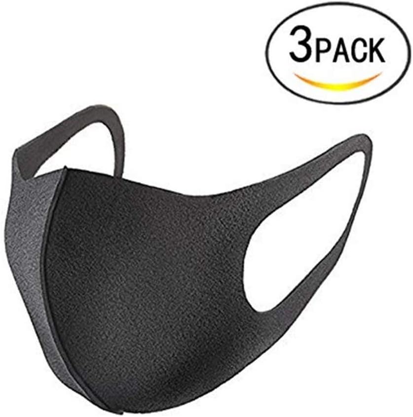 LOSOUL 3 Pack Sanitary Masks Respirator Masks Safety Dust Pollen Allergy Flu Earloop Face Masks Washable Filter Face Masks,Black