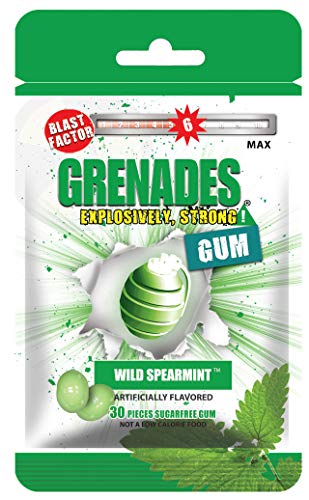 Grenades Gum - 30ct Bag - STRONG MINT GUM (Wild Spearmint)
