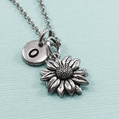 Sunflower charm necklace, flower necklace, personalized necklace, flower jewelry