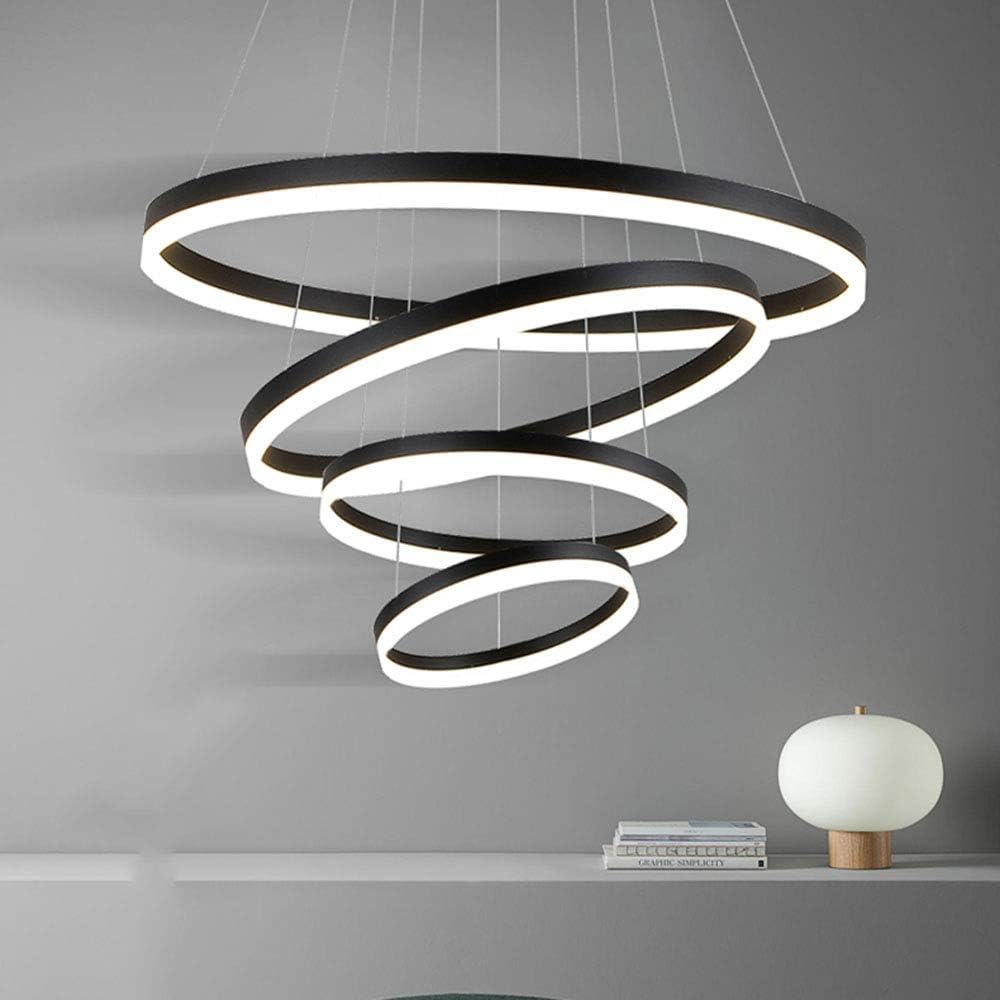 127W LED Dimmbar Hängeleuchte Modern Rund 4-Ring Design Kronleuchter
