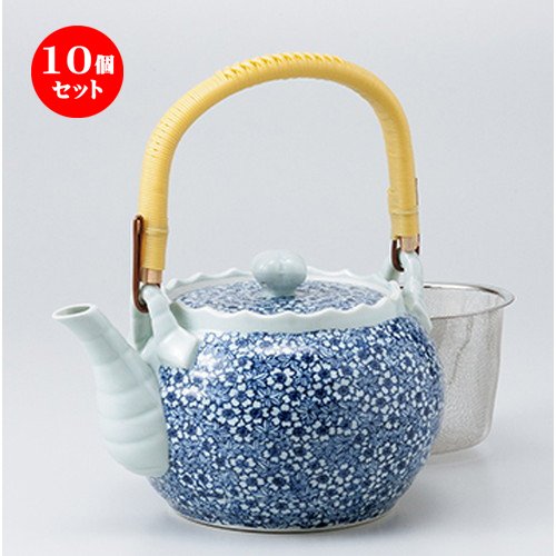 10個セット桜もみじ6号土瓶（Uアミ付） ［ 14 x 11.5cm  1000cc ］ 【 土瓶 】 【 料亭 旅館 和食器 飲食店 業務用 】 B07BXFVTQG  