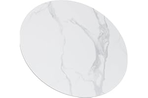 SVIOBY White Round Sintered Stone Table Top, Ceramics Dining Tabletop, Replacement Cover Marble for Indoor/Outdoor Coffee Table Patio Table, Heat-Resistant and Scratch-Resistant Design, 35.4" x 0.43"