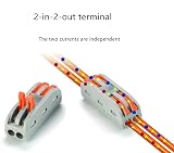 Dongge SPL-2 Lever Wire Connectors 6PCS 2 Circuit Inline Splices 28-12 AWG 250V view 3