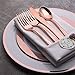 NERVURE 300 Piece Rose Gold Plastic Silverware Set, Disposable Rose Gold Cutlery, Heavyweight Gold Cutlery 150 Forks, 75 Knives, 75 Spoons. Perfect for Parties, Weddings & Catering Events (Rose Gold)