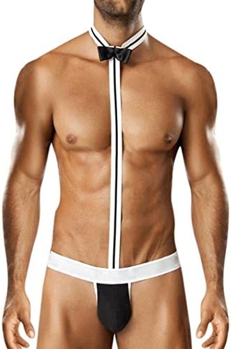 Internet Novelty Sexy Men Mankini Thong Underwear Waiter Costume Bodysuit Lingerie Briefs