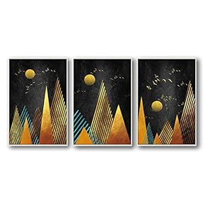 3 Piece Framed Canvas Home Artwork Decoration Abstract Mountain Canvas Wall Art for Living Room, Bedroom - 16"x24"x3 Panels